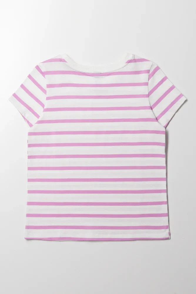 Short Sleeve Stripe T-Shirt White (2)