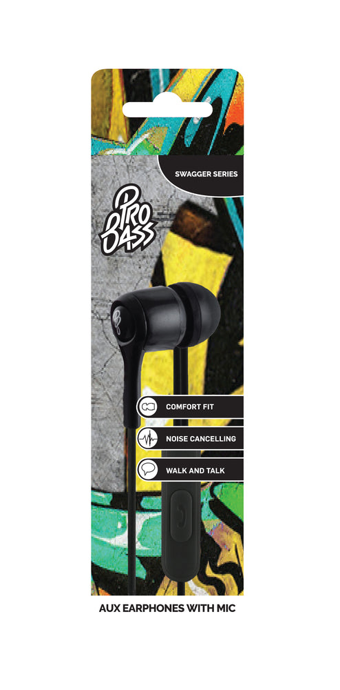 Pro Bass Swagger Aux - Mic Earphones Assorted