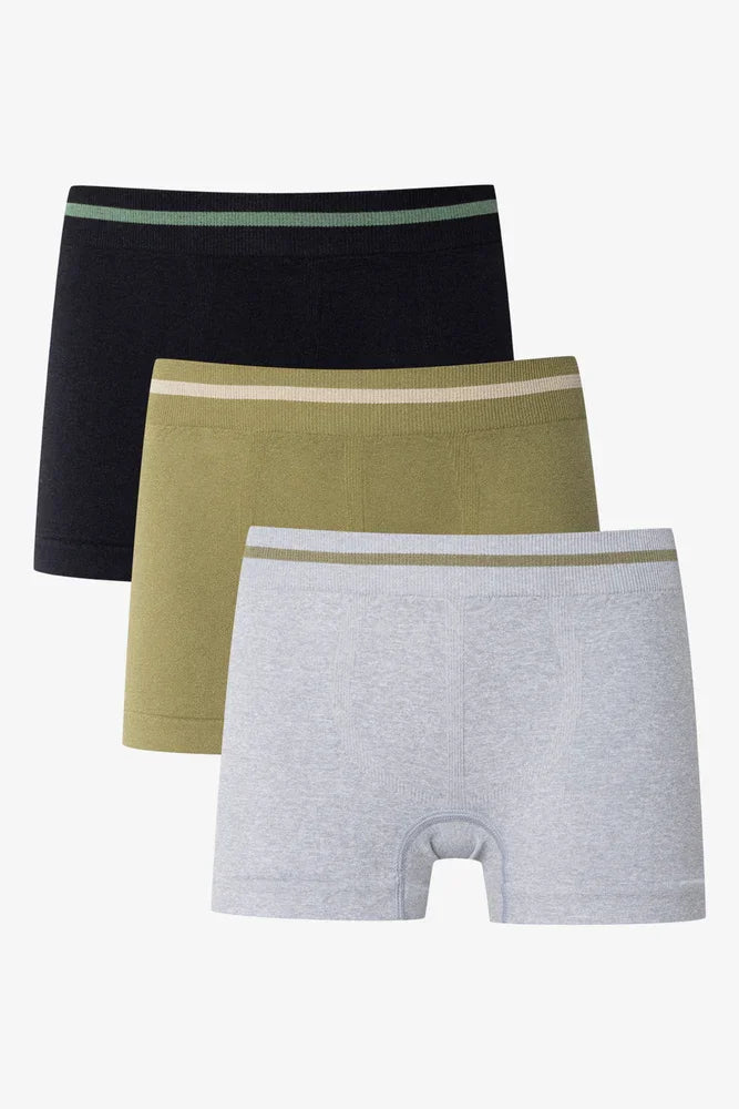 3 Pack Boxers Black, Green And Grey