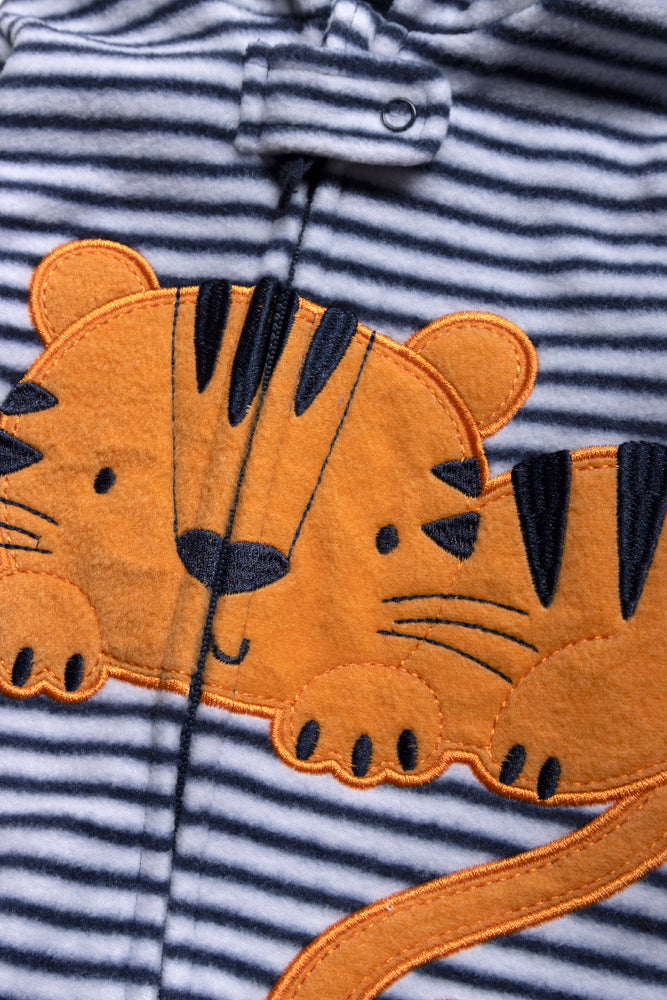 Tiger Microfibre Fleece Baby-Grow Navy