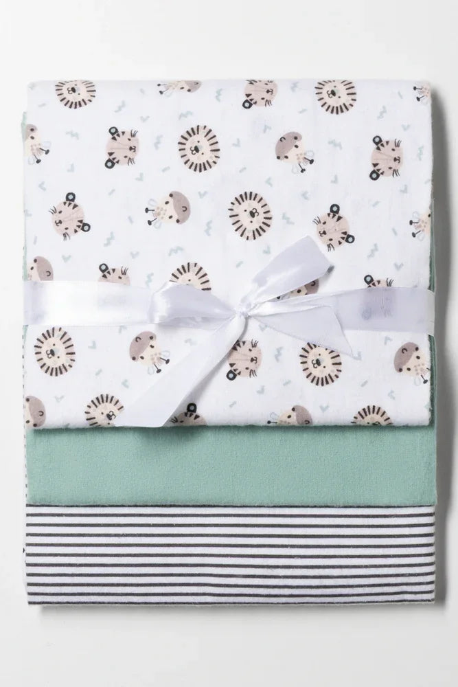 3 Pack Tiger Receiver Blankets Pink, White & Green