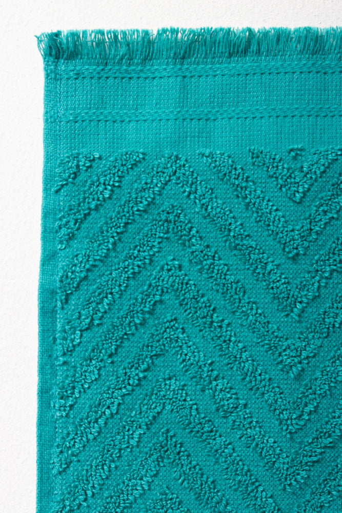 Textured Fringe Guest Towel Teal (1)