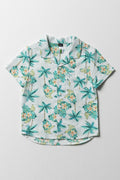 Palm Tree Short Sleeve Shirt White