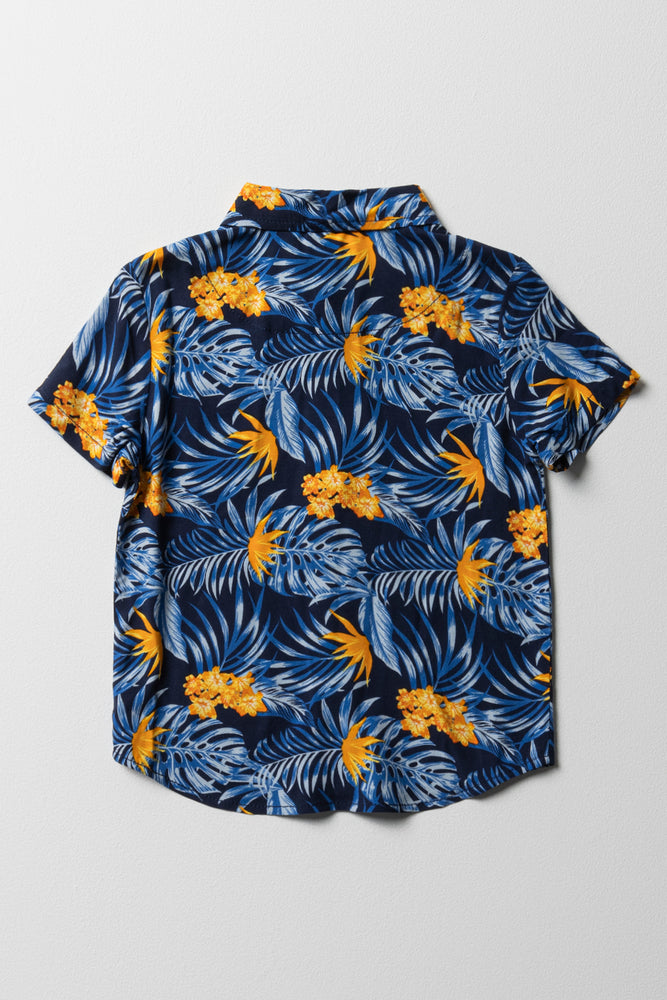 Tropical Short Sleeve Shirt Navy (3)