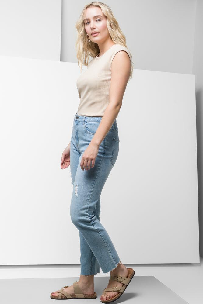 Rib Sleeveless Top Natural