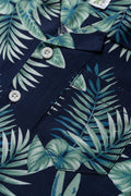Short Sleeve Leafy Tropical Shirt Navy (1)