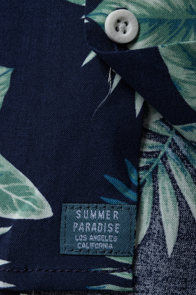 Short Sleeve Leafy Tropical Shirt Navy (2)