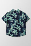 Short Sleeve Leafy Tropical Shirt Navy (3)