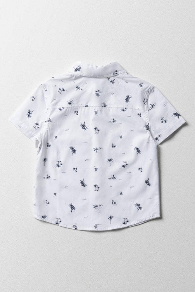 Tropical Short Sleeve Shirt Navy & White (2)