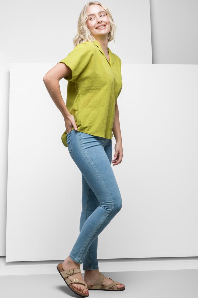 V-Neck Short Sleeve Top Green