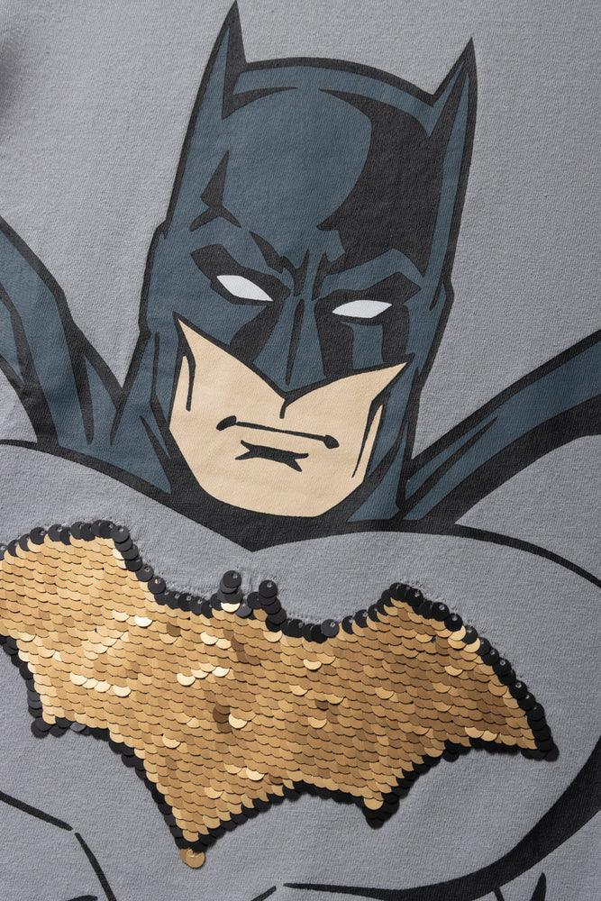 Batman Sequin Tuxedo T-Shirt Light Grey