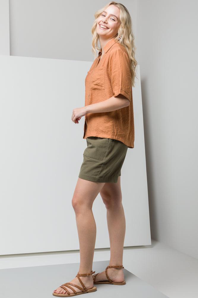 Poly-Viscose  Short Sleeve Shirt Rust