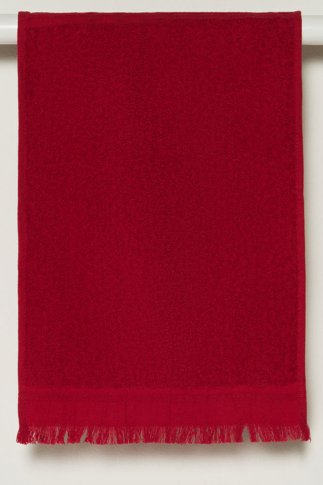 Fringed Guest Towel Red (1)