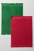 2 Pack Fringe Guest Towels Green And Red