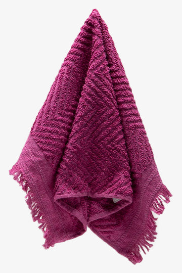 Textured Fringed Guest Towel Pink