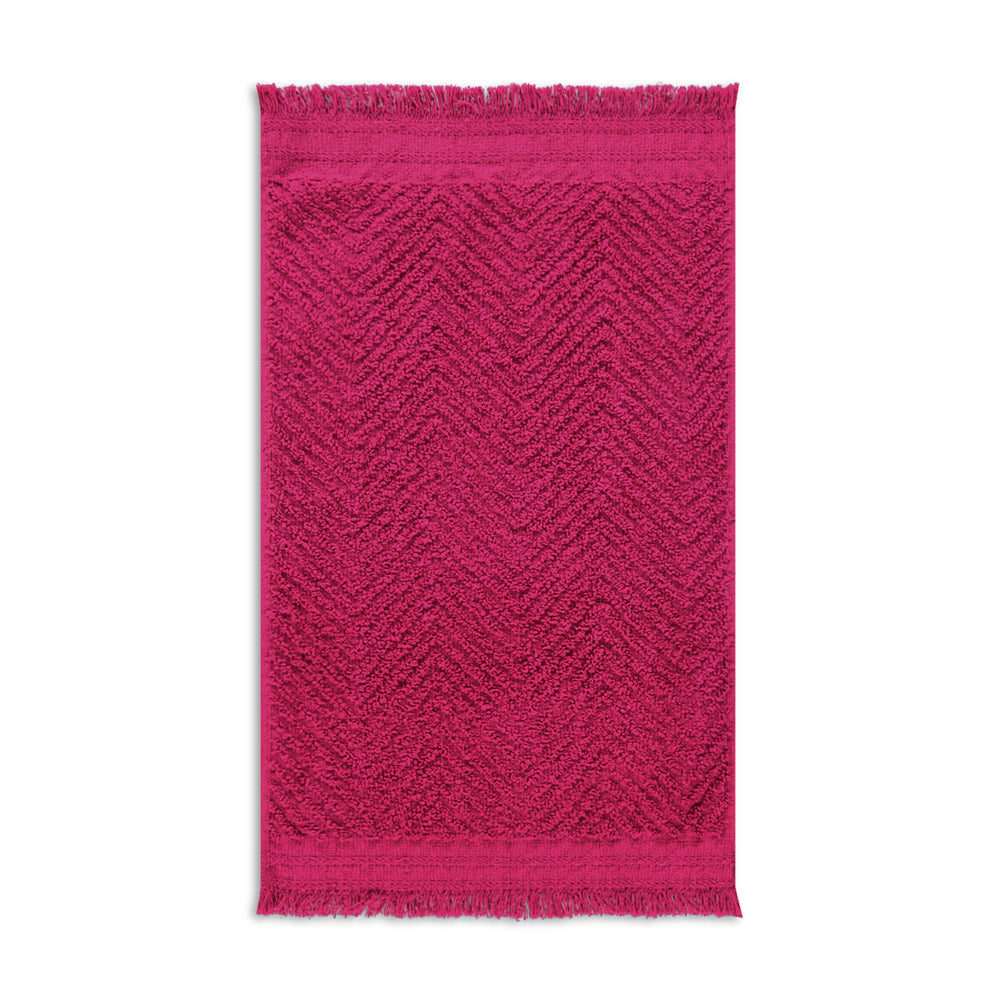 Textured Fringed Guest Towel Pink (1)