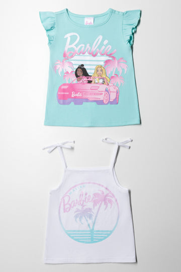 Barbie 2 Pack T-Shirts White & Aqua