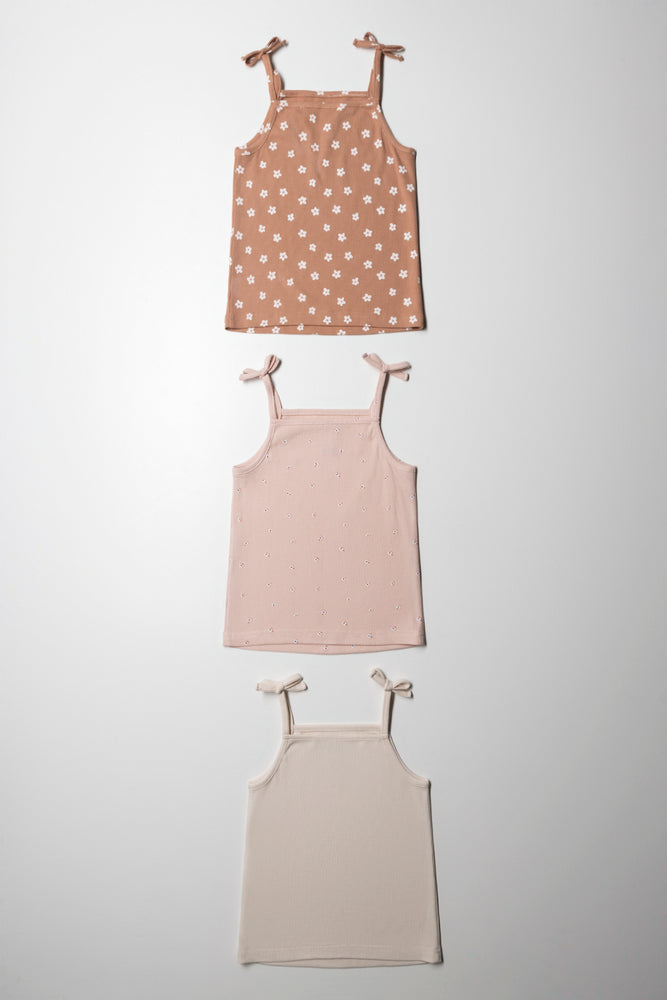 3 Pack Rib Vests Peach & Natural (2)