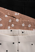 3 Pack Rib Cycle Shorts Black, Dark Pink & Natural (1)