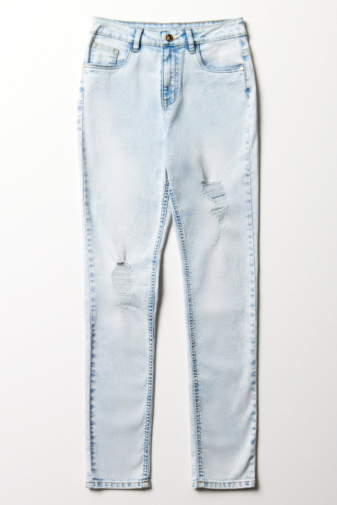 Ripped Skinny Denim Jeans Light Blue (4)