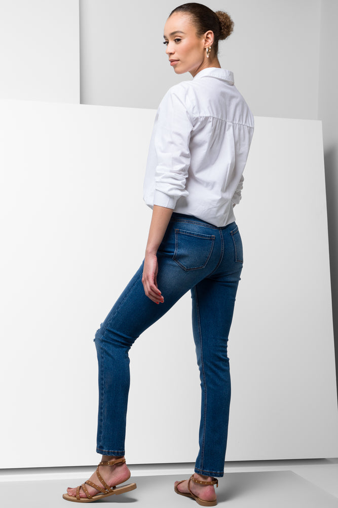 Distressed Skinny Denim Jean Blue (2)