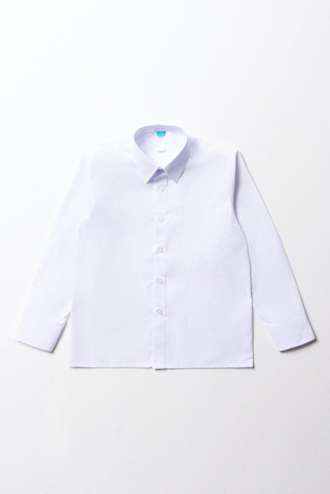 Boys School Long Sleeve Collar Shirt White Toughees