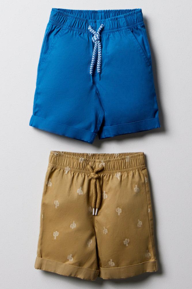 2 Pack Shorts Blue & Natural