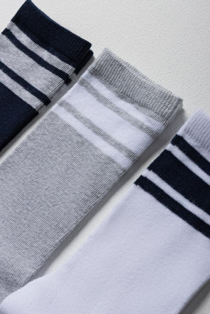 3 Pack Socks Navy, Grey & White
