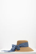 Straw Hat With Blue Ribbon Natural (1)