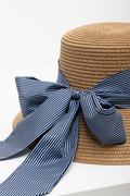 Straw Hat With Blue Ribbon Natural (2)