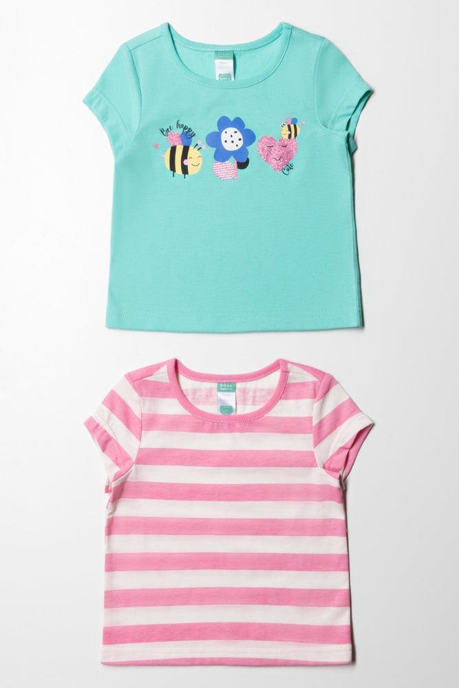 2 Pack Short Sleeve T-Shirt Blue And Pink