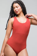 Textured Full Piece Swimsuit Rust (1)