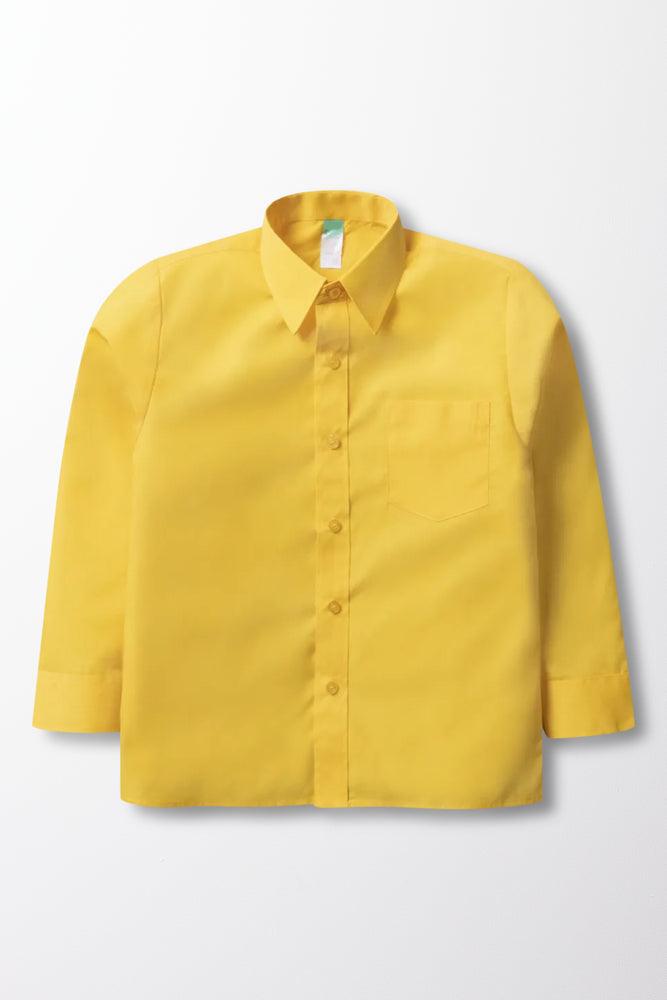 Unisex School Long Sleeve Collar Shirt Yellow Toughees