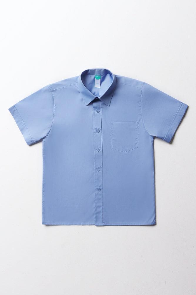 Unisex School Short Sleeve Collar Shirt Blue Toughees