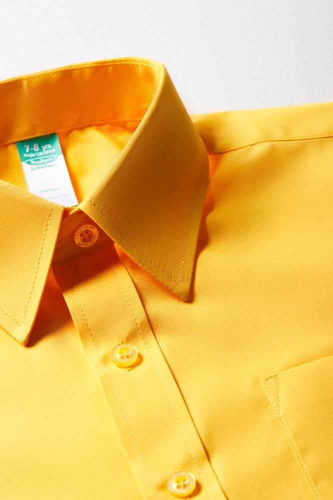 Unisex School Short Sleeve Collar Shirt Yellow Toughees