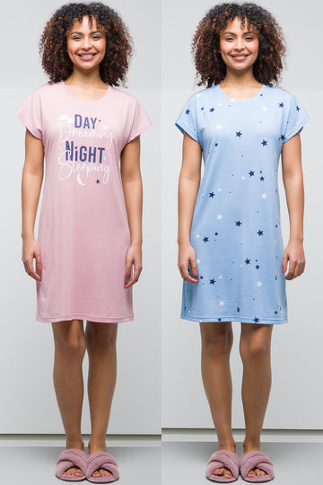 2 Pack Sleepshirt Pink and Blue