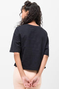Crop Boxy Side Tie Short Sleeve T-Shirt Black (2)