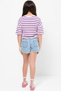 Cropped Curved Hem T-Shirt Royal Purple (2)