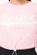 Cropped Bungee Cord Hem T-Shirt Pink (3)