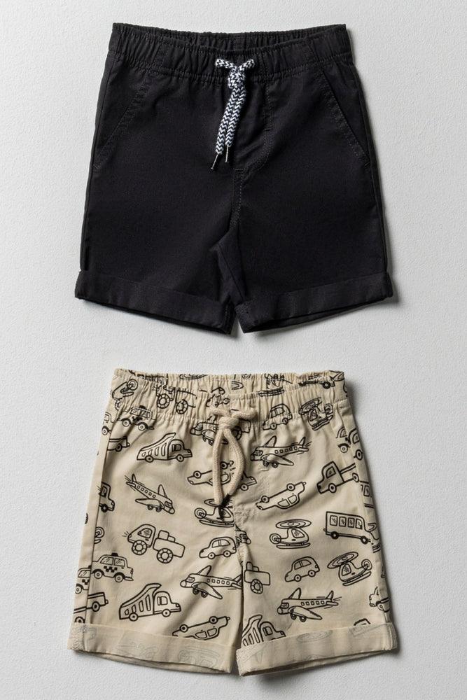 2 Pack Shorts Black And Stone