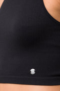 Seamless Cropped High Neck Vest Black (3)