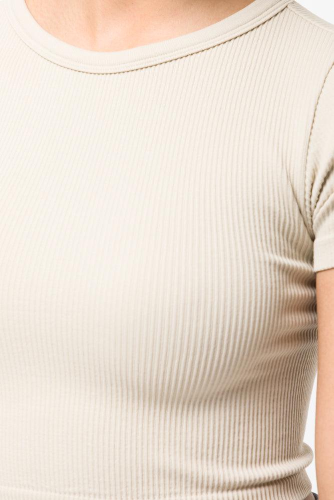 Seamless Cropped Short Sleeve T-Shirt Natural (3)