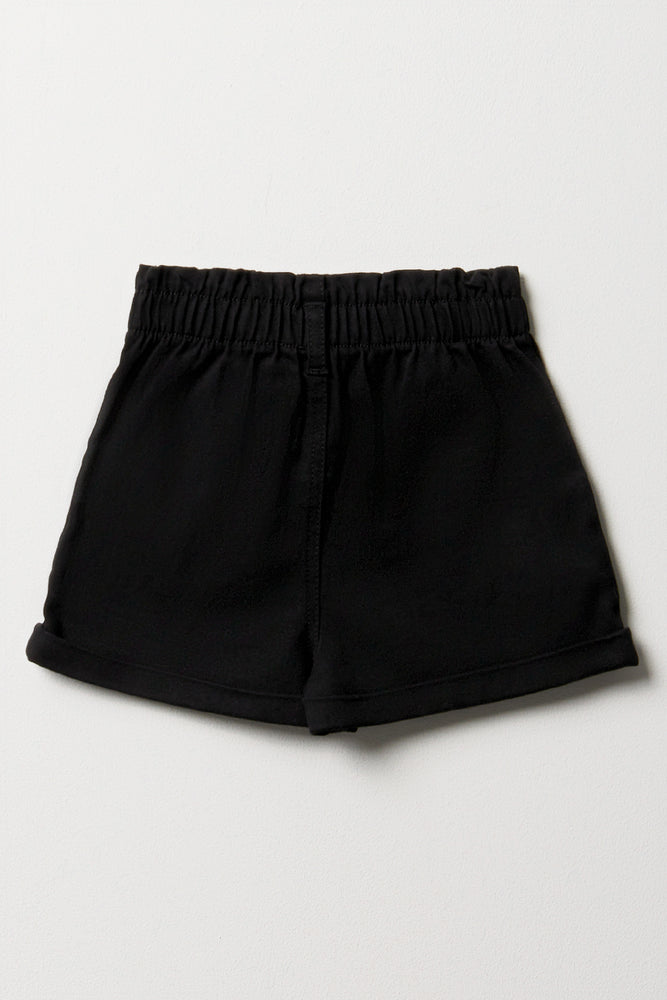 Pull On Denim Shorts Black (2)
