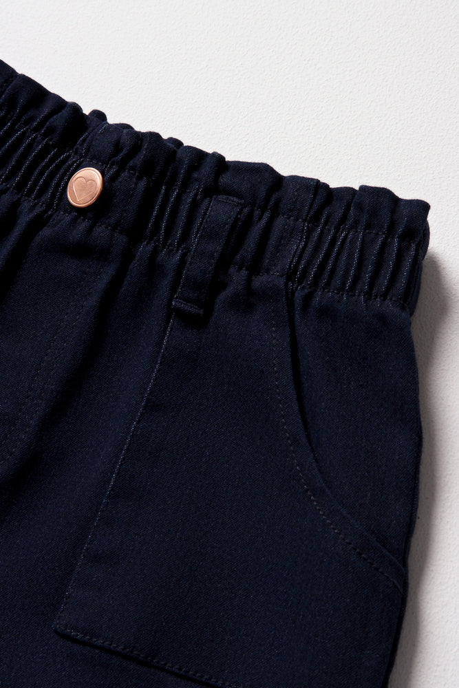 Pull On Denim Shorts Dark Blue