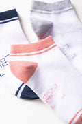 3 Pack Stripe Low Leg Socks Pink, Navy And Grey (1)