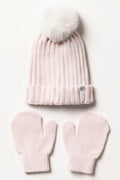 Pom-Pom Hat And Gloves Set Girls Pink