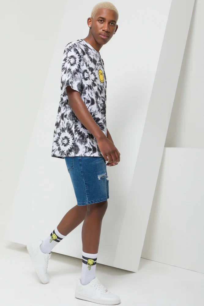 Cube X S.W. Smiley Tie Dye Short Sleeve T-Shirt Grey (1)