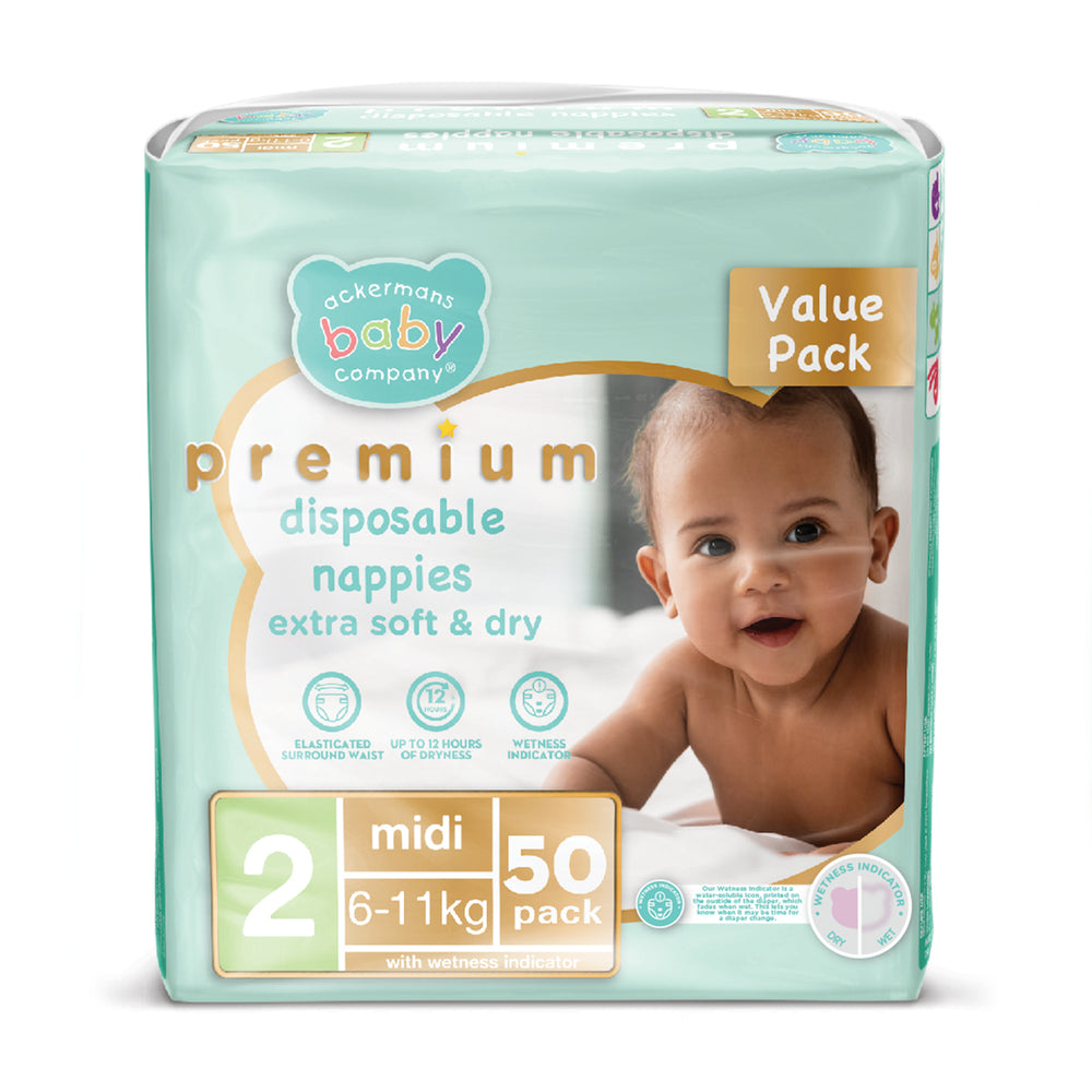 ABC Premium Midi Nappies Size 2 50'S