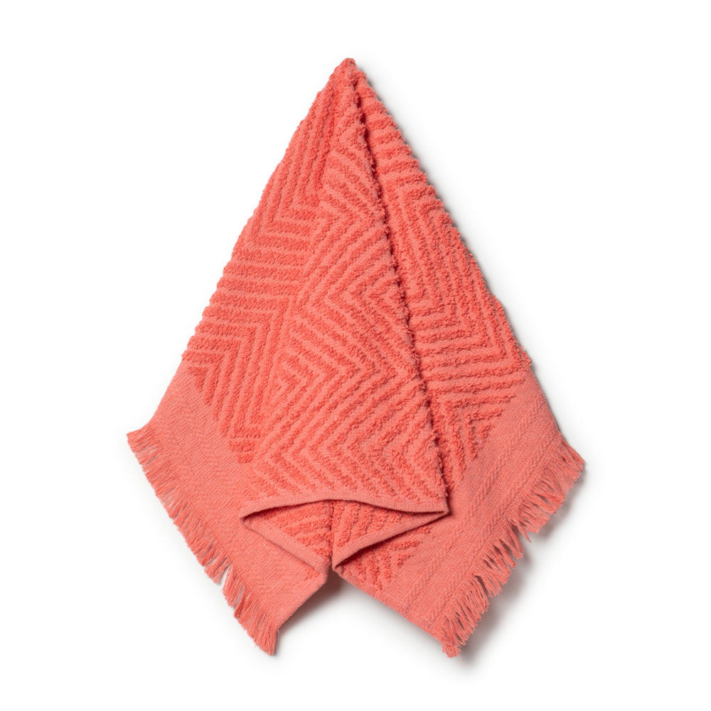 Textured Fringed Guest Towel Coral