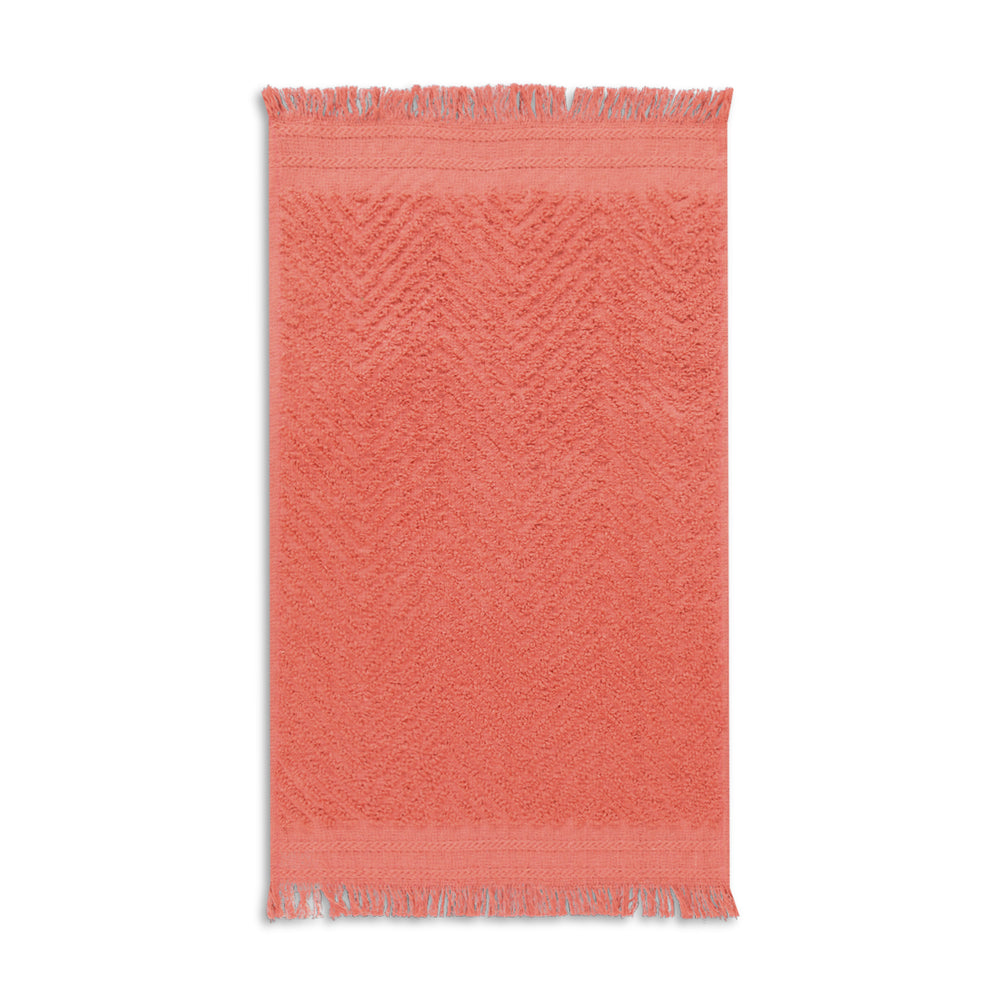 Textured Fringed Guest Towel Coral
